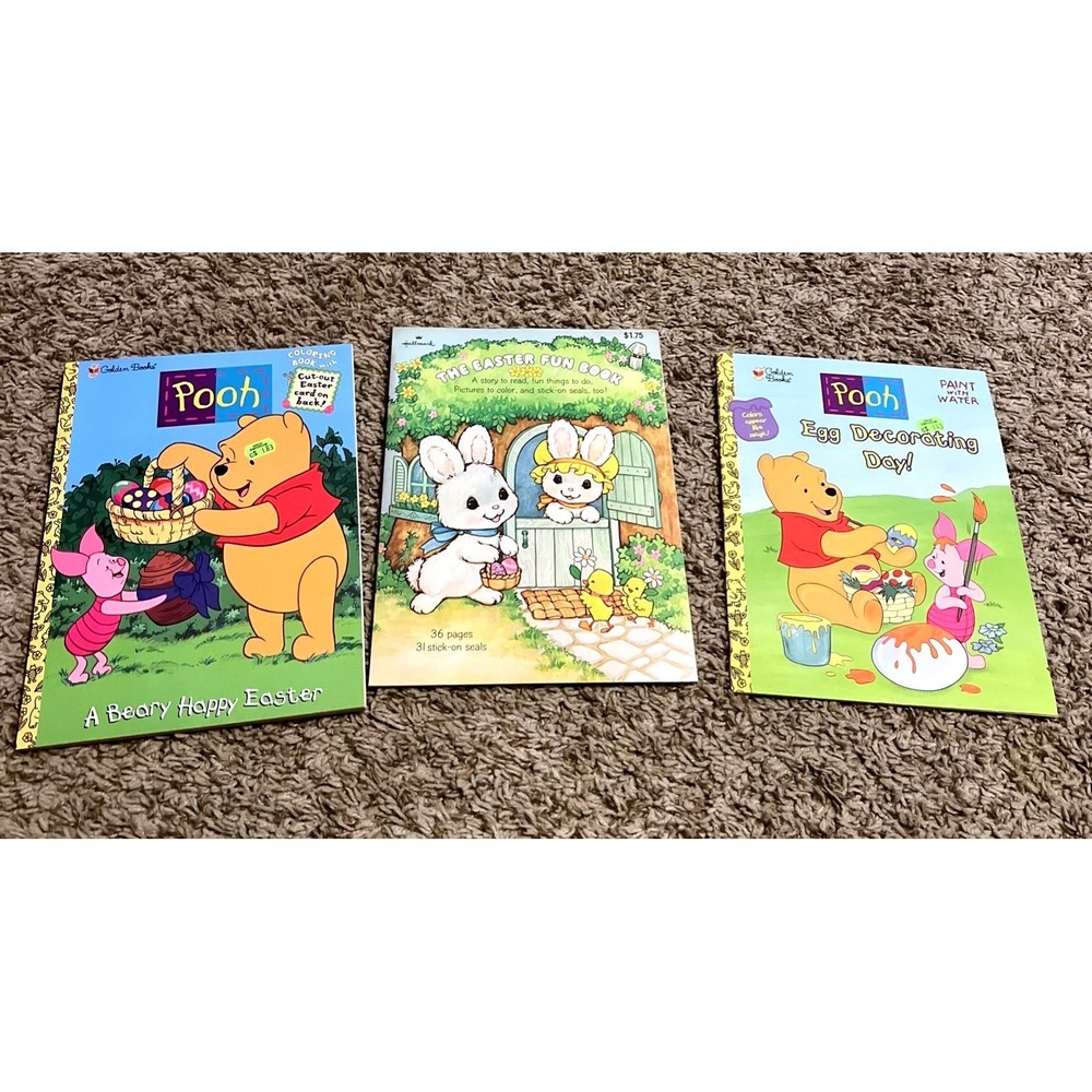 Lot Of 3 Easter Golden Books Pooh‎ Egg Decorating Day Paint with Water Book